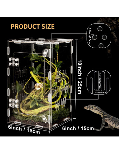 Terrario de Reptiles Orekemo 25.4x15.2x15.2cm Acrílico