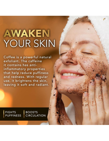 Exfoliante de Café Arábica Orgánico Cosmetasa 2 en 1 con Guantes