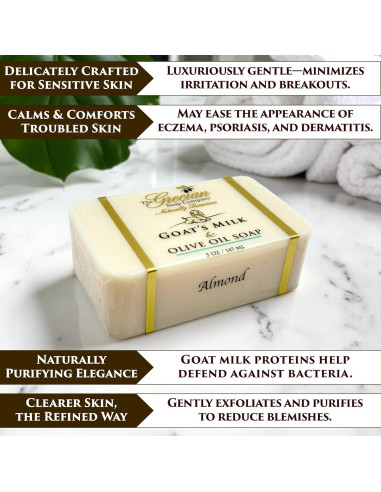 Jabón Natural de Leche de Cabra y Aceite de Oliva - 3 Piezas Aroma Almendra