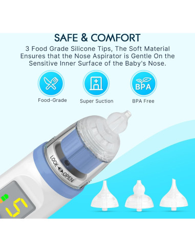 Aspirador Nasal Eléctrico Hihened HED01 para Bebés Azul