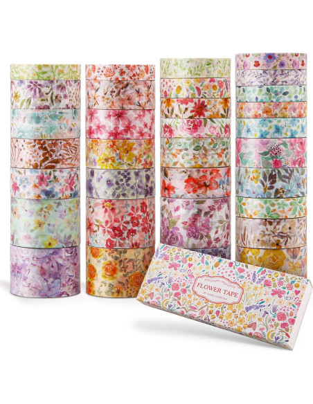 Conjunto de 32 Rollos de Cinta Washi Floral PAGEMORE 2m Conjunto de 32 Rollos de Cinta Washi Floral PAGEMORE 2m