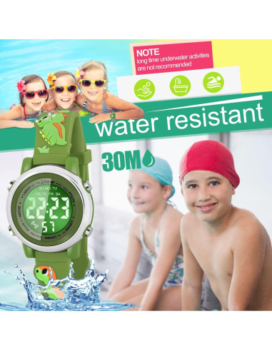 Reloj Digital Infantil Viposoon A382 Impermeable Verde Militar