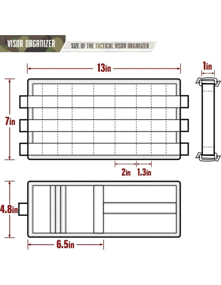 Organizador de Visera de Coche WYNEX Molle Negro, Panel Táctico Organizador de Visera de Coche WYNEX Molle Negro, Panel Táctico