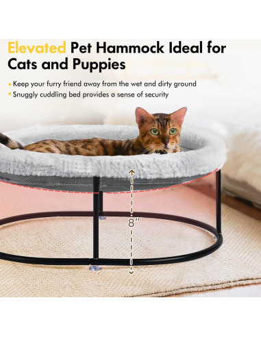 Cama Hamaca Elevada para Gatos Zoratoo Ovalada Gris 60x43.8cm