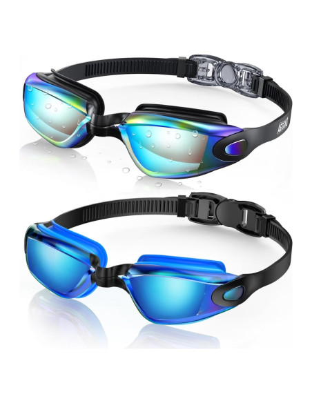 Gafas de natación Aegend, 2 pares, anti-fugas, visión clara Gafas de natación Aegend, 2 pares, anti-fugas, visión clara