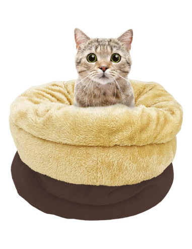 Cama para gatos 4 en 1 GOOPAWS con calor automático Marrón