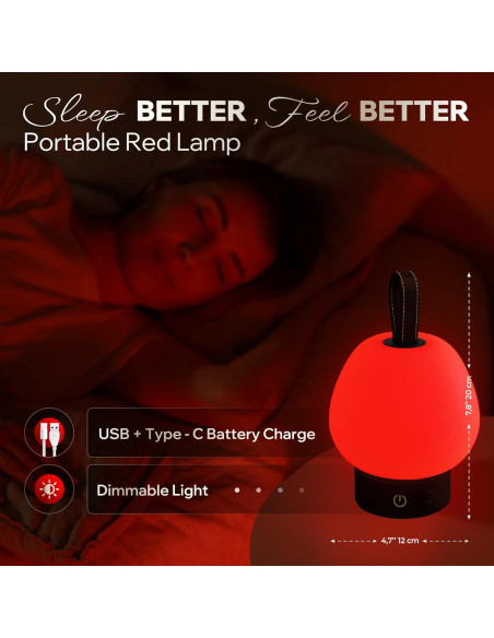 Lámpara de Sueño Inalámbrica Liderstar - Luz Roja 660nm Regulable Lámpara de Sueño Inalámbrica Liderstar - Luz Roja 660nm Regulable
