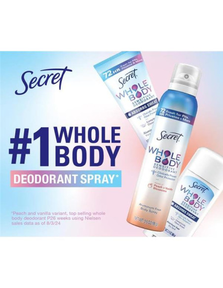 Desodorante Corporal Completo Secret 29.57 ml Durazno y Vainilla Desodorante Corporal Completo Secret 29.57 ml Durazno y Vainilla
