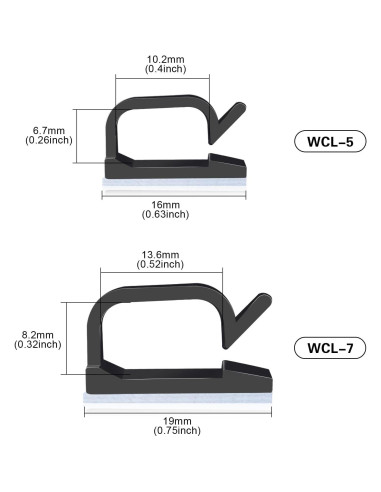Clips de Cable Adhesivos XHF 60pcs Negro para Gestión de Cables