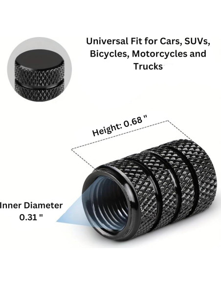 Tapones de Válvula de Neumático Genéricos Aluminio Negro 4 pcs Tapones de Válvula de Neumático Genéricos Aluminio Negro 4 pcs