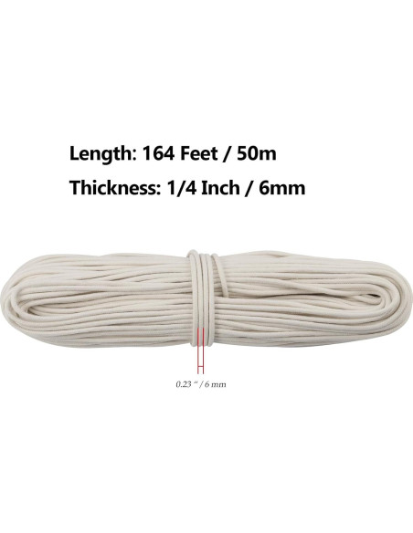 Cuerda de Algodón Natural JOIKIT 50m 6mm Trenzada Multiusos Cuerda de Algodón Natural JOIKIT 50m 6mm Trenzada Multiusos
