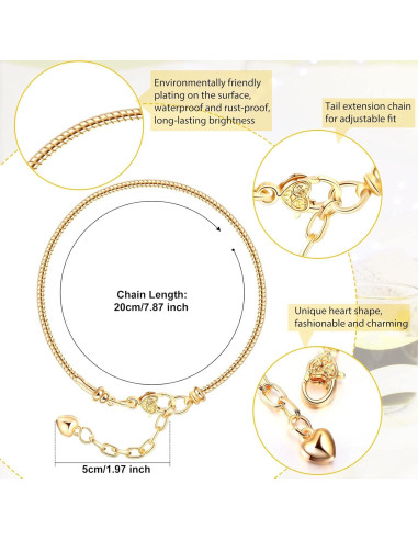 Pulsera de Cadena Ajustable Junkin con Cierre Corazón 20 cm