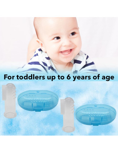 Cepillo de Dedo para Bebé Gadgetime USA - Silicona Azul