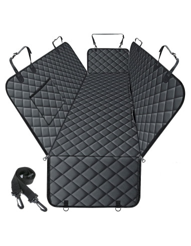 Funda de Asiento de Coche para Perros NECKORY - Impermeable, Antideslizante, Negro