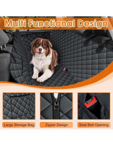 Funda de Asiento de Coche para Perros NECKORY - Impermeable, Antideslizante, Negro