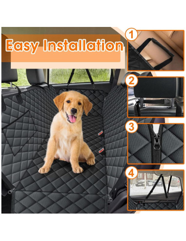 Funda de Asiento de Coche para Perros NECKORY - Impermeable, Antideslizante, Negro