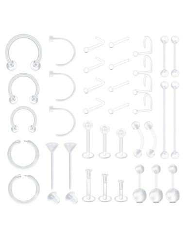 37PCS Retenedores de Piercing Transparentes NIUSIMAN - Bioflex