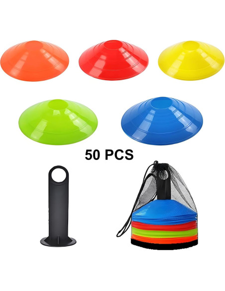 Juego de 50 Conos de Fútbol ANSLYQA para Entrenamiento Juego de 50 Conos de Fútbol ANSLYQA para Entrenamiento
