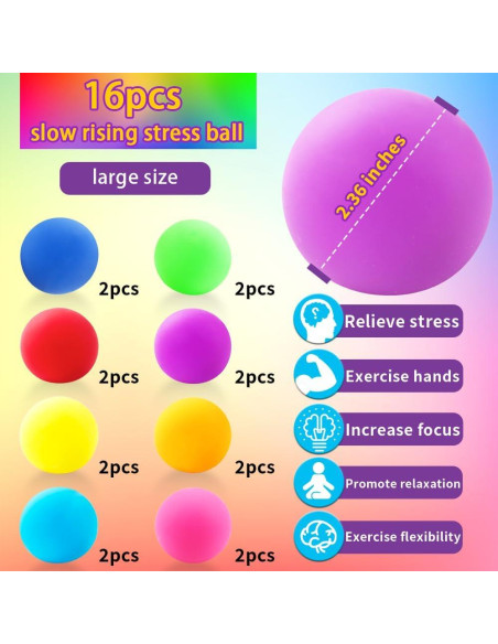 16 Pelotas Antiestrés DIYDEC 6 cm para Alivio de Ansiedad 16 Pelotas Antiestrés DIYDEC 6 cm para Alivio de Ansiedad
