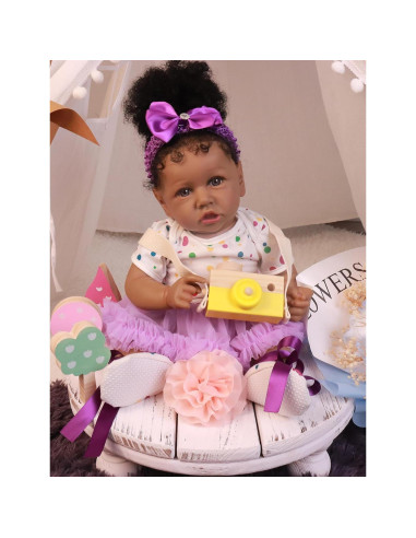 Muñeca Reborn Realista HOOMAI 58 cm Niña Africana