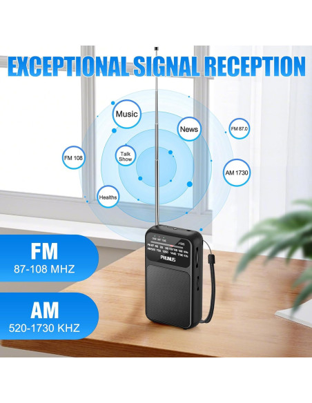 Radio de bolsillo PRUNUS J-555 AM FM USB-C con linterna Radio de bolsillo PRUNUS J-555 AM FM USB-C con linterna