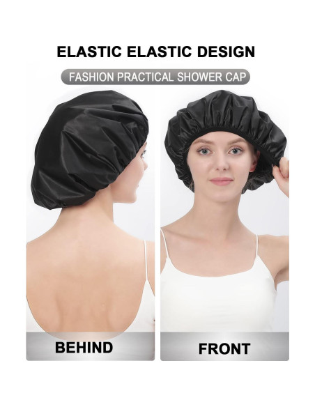 Gorro de Ducha YIZIJIZI Grande 32cm Impermeable Toalla Negro Gorro de Ducha YIZIJIZI Grande 32cm Impermeable Toalla Negro