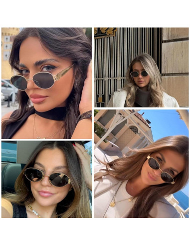 Gafas de sol ovaladas retro UV400 para adultos unisex