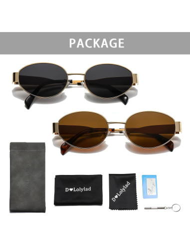 Gafas de sol ovaladas retro UV400 para adultos unisex