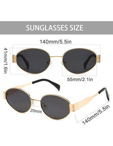 Gafas de sol ovaladas retro UV400 para adultos unisex