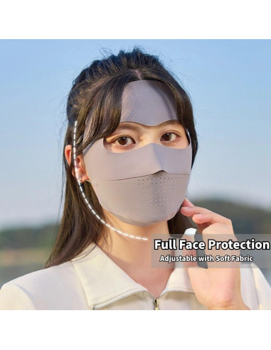 Cubierta Facial UV Transpirable UPF 50+ para Mujeres - Gris Oscuro