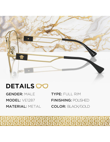 Gafas Versace VE1287 No Polarizadas para Hombre - Metal Negro/Dorado