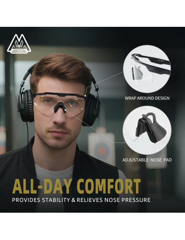 Gafas de Tiro Antivaho VOZAPOW con Lentes HD Certificadas ANSI