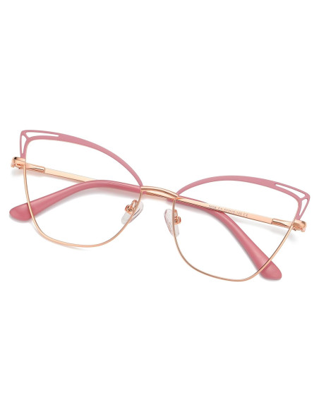 Gafas de Luz Azul para Mujer Ojo de Gato Metal Rosa Dorado Gafas de Luz Azul para Mujer Ojo de Gato Metal Rosa Dorado