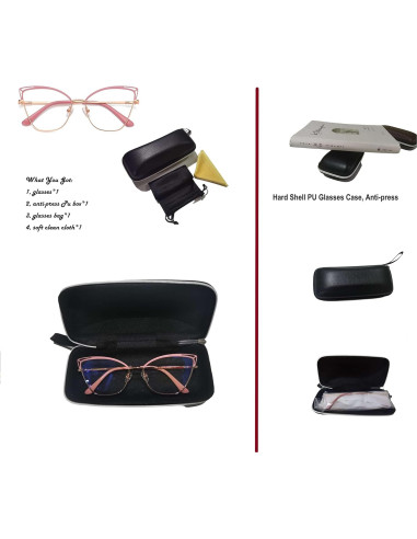 Gafas de Luz Azul para Mujer Ojo de Gato Metal Rosa Dorado