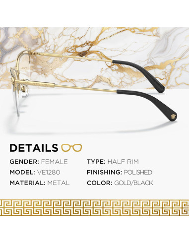 Gafas de Sol Versace VE1280 55mm para Mujeres - Metal Dorado y Negro
