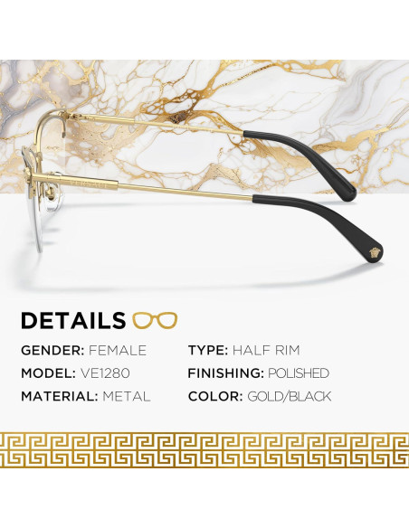Gafas de Sol Versace VE1280 55mm para Mujeres - Metal Dorado y Negro Gafas de Sol Versace VE1280 55mm para Mujeres - Metal Dorado y Negro
