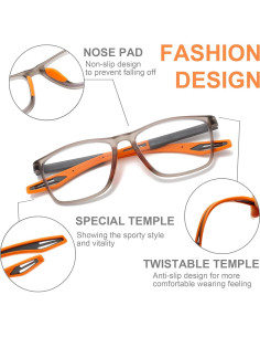 Gafas de lectura deportivas para hombres bloqueo luz azul 3.0x 2