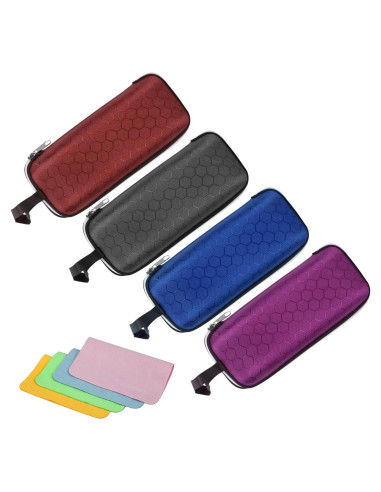 Estuche duro para gafas unisex con paño de limpieza - Rojo