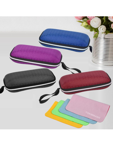 Estuche duro para gafas unisex con paño de limpieza - Rojo