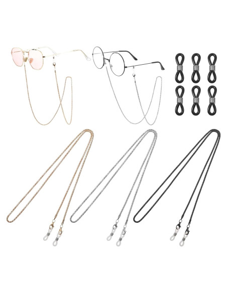 Cadena de Gafas Lusofie 3 Pcs con 6 Conectores Ajustables Cadena de Gafas Lusofie 3 Pcs con 6 Conectores Ajustables