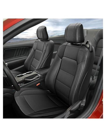 Fundas de Asiento GIANT PANDA para Ford Mustang Convertible 2015-2025, Cuero Sintético Negro Fundas de Asiento GIANT PANDA para Ford Mustang Convertible 2015-2025, Cuero Sintético Negro