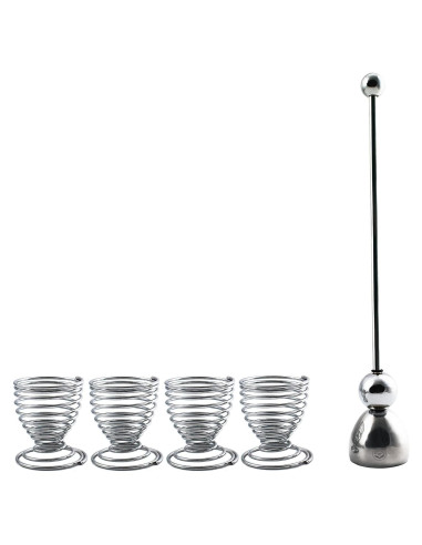Set de 4 Soportes para Huevos + Abridor Acero Inoxidable NEWLINE NY