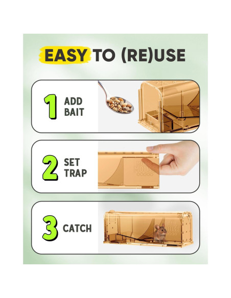 Trampas Humanas para Ratones Motelmouse - Paquete de 4 Reutilizables Trampas Humanas para Ratones Motelmouse - Paquete de 4 Reutilizables