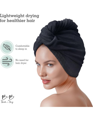 Toalla de Microfibra para Cabello Brook + Bay Negra 21.6x17.8cm