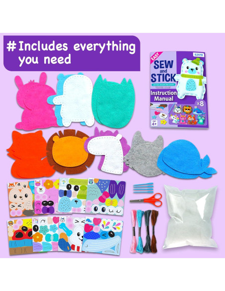 Kit de Costura EZCRA para Niños 8 en 1 - Manualidades Creativas Kit de Costura EZCRA para Niños 8 en 1 - Manualidades Creativas