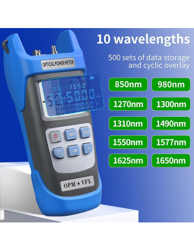 Medidor de Potencia Óptica Recargable Sumchan OPM-VFL15KM 15km