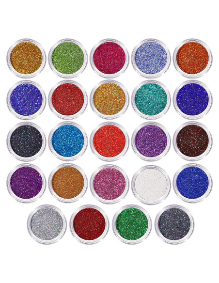 LEOBRO Brillo Fino Holográfico 24 Colores para Manualidades LEOBRO Brillo Fino Holográfico 24 Colores para Manualidades