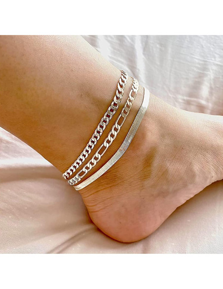 Pulseras de Tobillo DEARMAY Plata Esterlina S925 Impermeables Pulseras de Tobillo DEARMAY Plata Esterlina S925 Impermeables