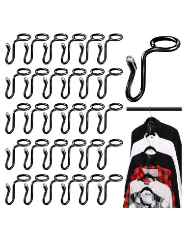 Ganchos Conectores para Perchas Sratte 50 Piezas Negro