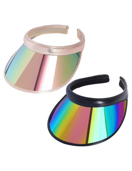 Paquete de 2 Sombreros Visera de Sol UV Iridiscente Unisex Paquete de 2 Sombreros Visera de Sol UV Iridiscente Unisex